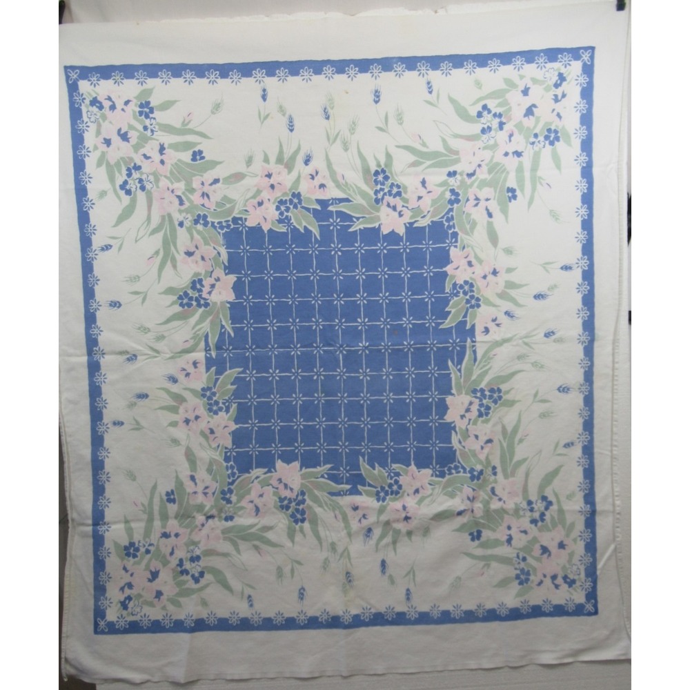 Vintage Floral Print Cotton Square Tablecloth 44x48